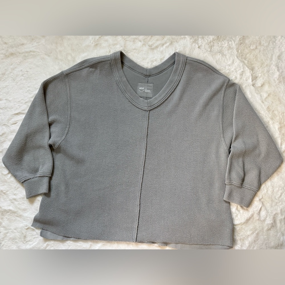Aerie Gray Ribbed Knit Top